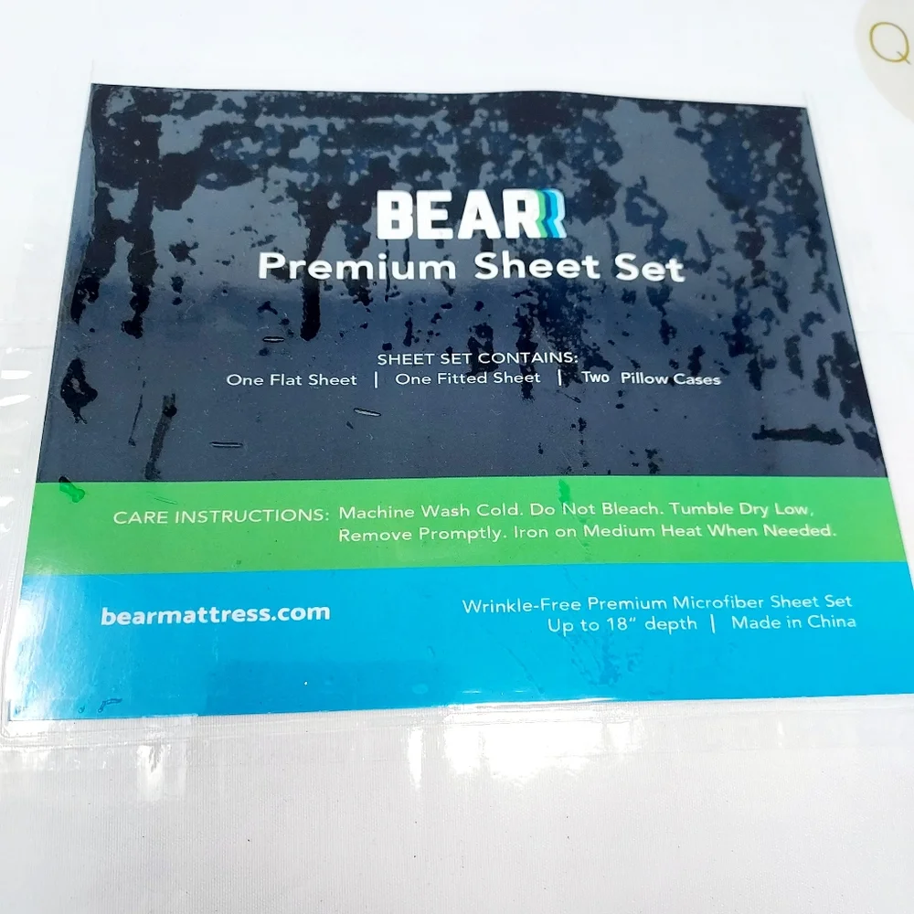 NEW Bear Premium White Sheet Set - Queen